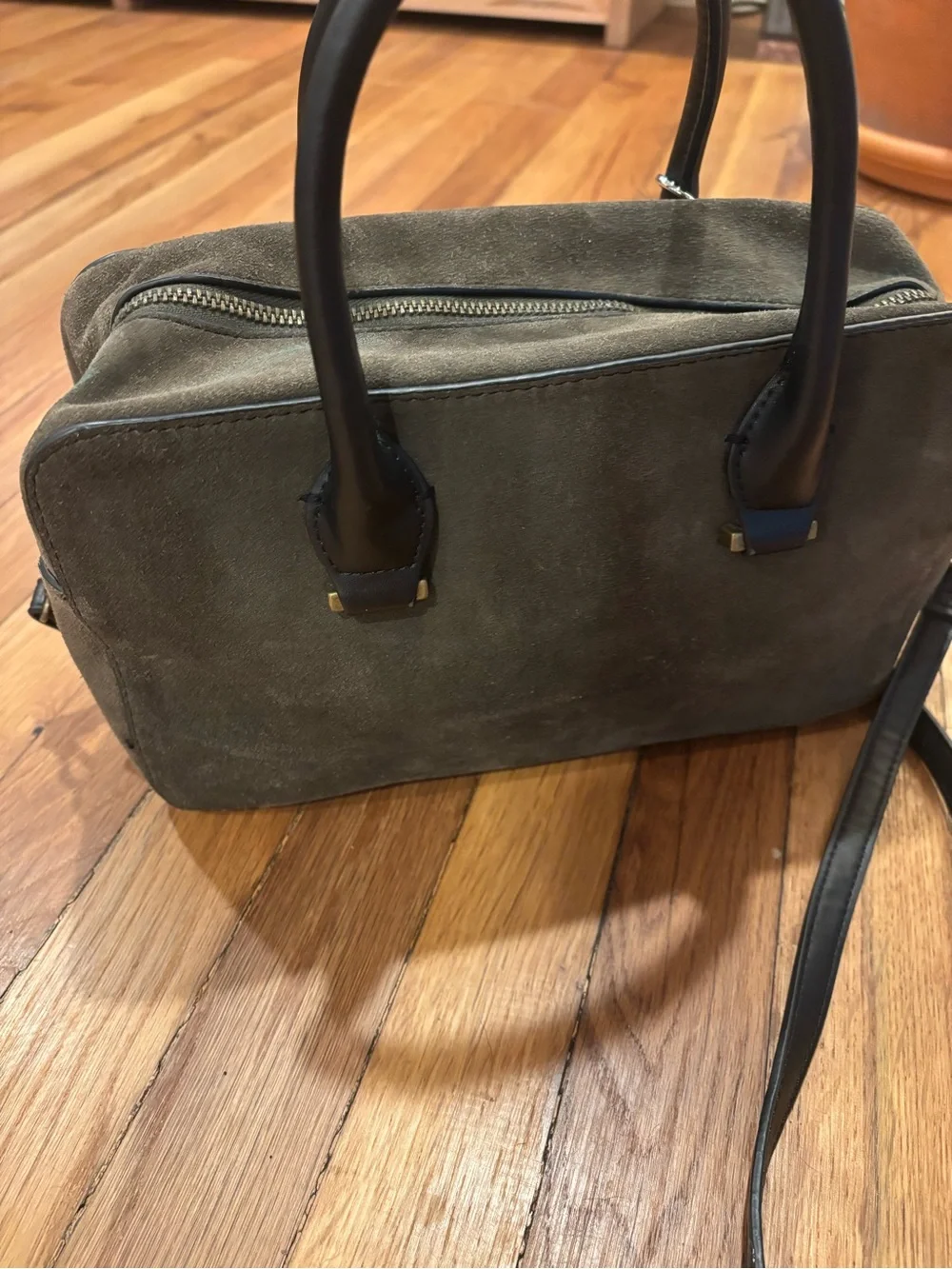 Zara olive suede